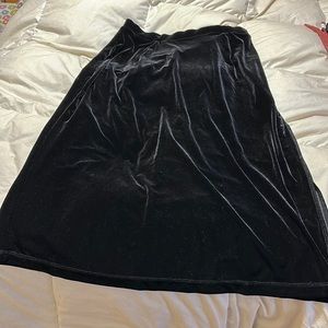 Black velvet floor length skirt